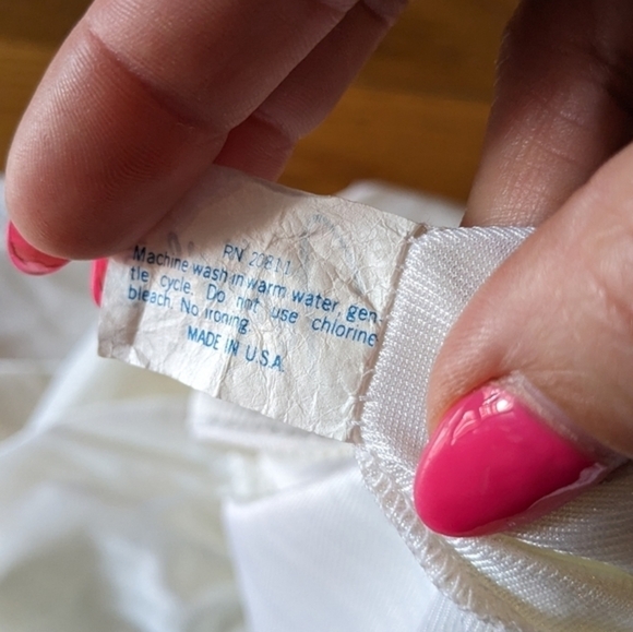 Vintage Fortune Medium White Double Side Slit Skirt Slip w/ Lace Trim - Picture 7 of 7